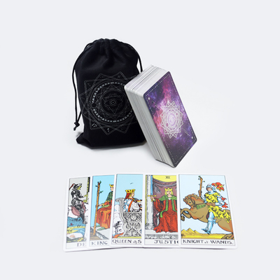 주문 제조업체 인쇄 mazo de tarot para principiantes 사용자 정의 인쇄 우아한 벨벳 랩 타로 데크 online manufacture