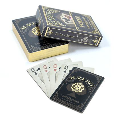 63x88mm 맞춤 금색 엣지 플레이 카드 오리지널 디자인 게임 마술 블랙 카드 플레이
